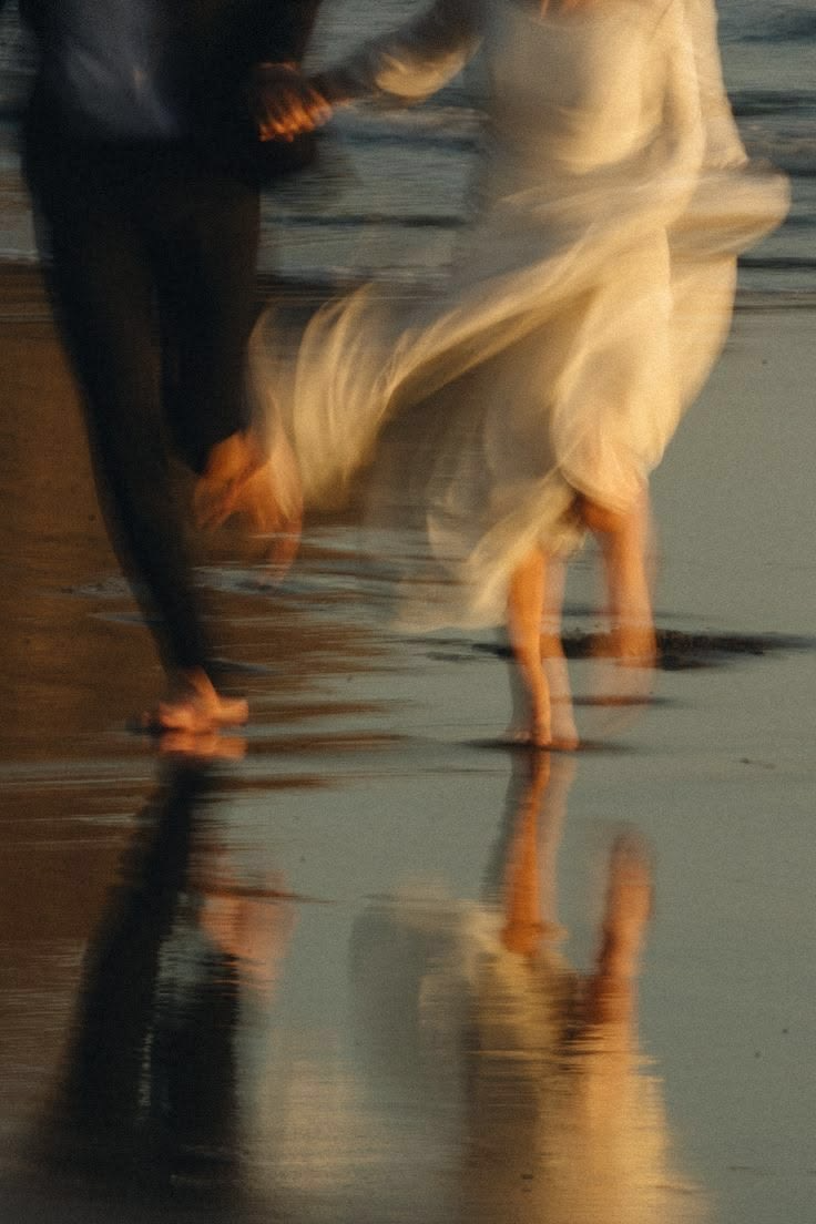 Running barefoot along the shore